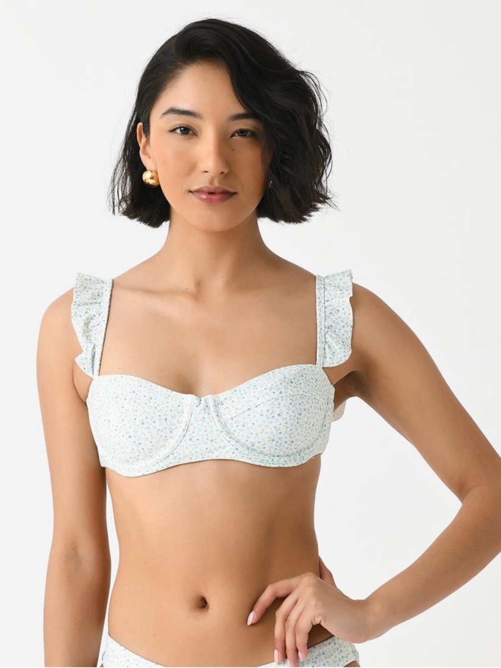 MINNOW Women's Ruffle Strap Bikini Top